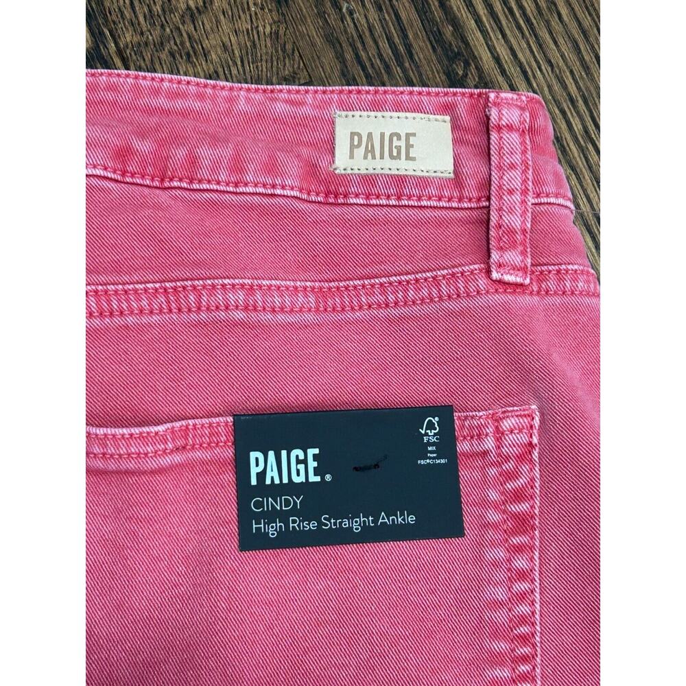Paige Cindy Jeans Women Size 31 Red Denim Casual High Rise Straight Leg NWT - Picture 9 of 11